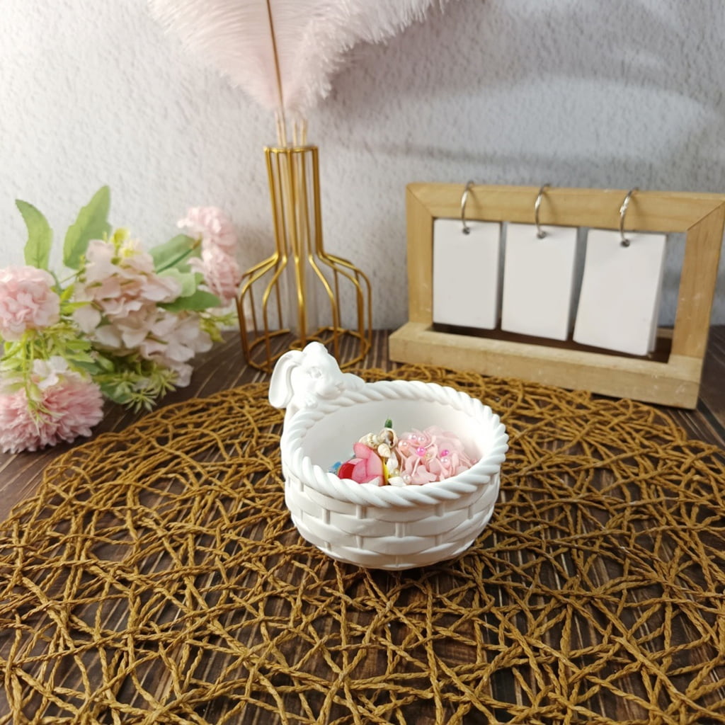 3D Bunnies Basket Silicone Molds for Candle Soap Succulent Planter Jewelry Case Epoxy Resin Molds Gypsum Silicone Molds