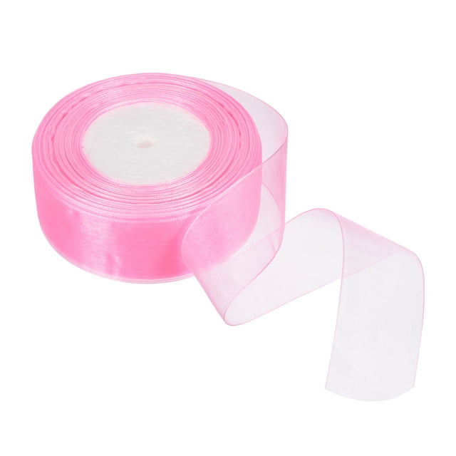 Unique Bargains 4cm 50 Yard Sheer Organza Ribbon Chiffon Fabric Gift Wrapping, Pink