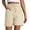 Beige, variant on Casual Drawstring Shorts With Large Pockets Lightweight Comfort Stretch Fabric For Summer Everyday Wear