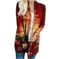 thumbnail image 2 of Cárdigan de manga larga suelto de otoño e invierno para mujer, abrigo con estampado navideño Fridja  po3851, 2 of 9