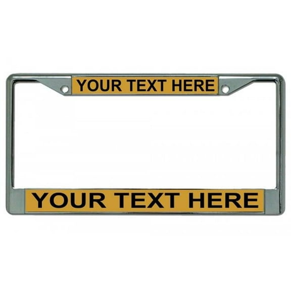 212 Main LPO1882 6 x 12 in. Custom Personalized Gold Background Chrome License Plate Frame
