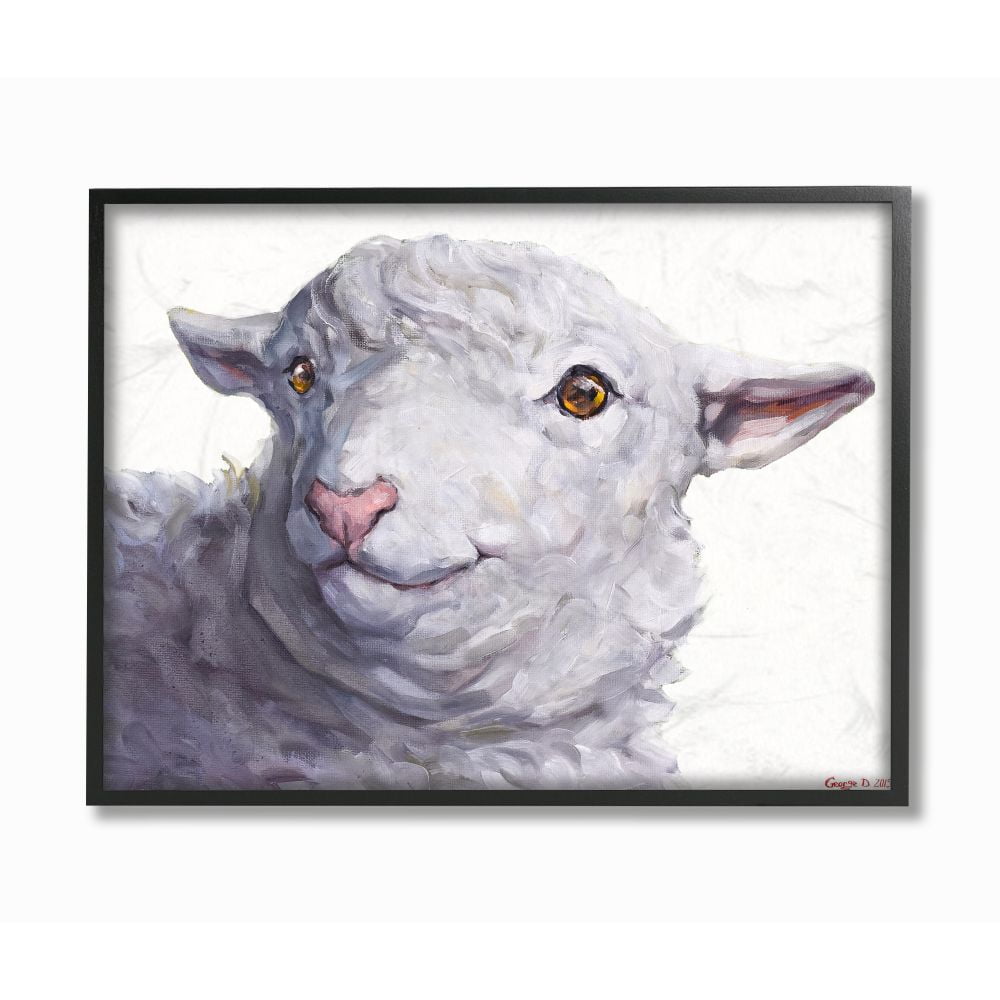 Stupell Industries Large Sheep Head Animal Watercolor Painting Framed ...