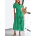 thumbnail image 4 of Vestido largo PRETTYGARDEN 2025, verano, cuello en V, ojales, verde, 4 of 8