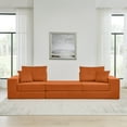 thumbnail image 5 of SEENYOO 79.5" Cloud Couch, Sofas for Living Room, Modular L-Shaped Sectional Sofa, Modern Upholstered with Removable Ottoman, Deep Seat Sleeper and Throw Pillows, No Assembly, Orange, 5 of 9