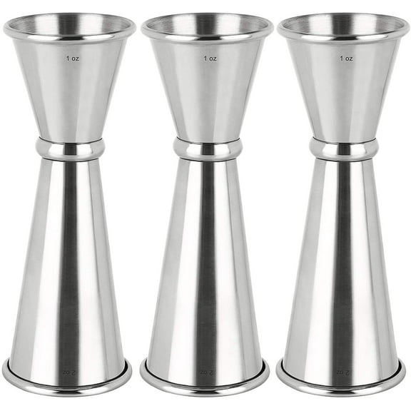 3PCS Double Jigger & Cocktail Jiggers Stainless Steel 1 OZ X 2 OZ Alcohol Measuring Tools