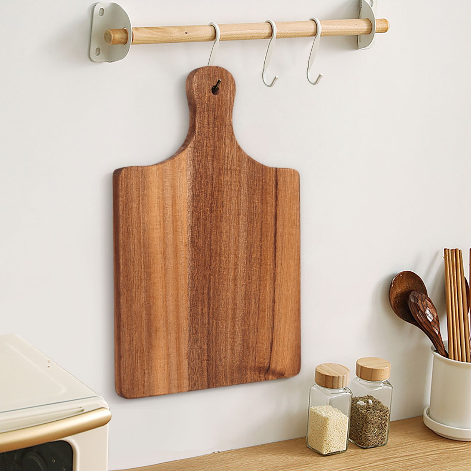 Wood Serving Board with Handle - Wooden Cutting Chopping Board for Meat, Vegetables, Bread, Charcuterie, Cheese Board - Food Serving Tray for Kitchen Appetizers