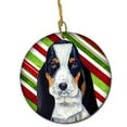 thumbnail image 1 of Basset Hound Candy Cane Holiday Christmas Ceramic Ornament, 1 of 1