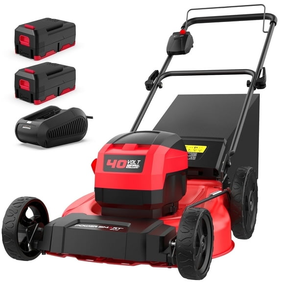 PowerSmart 21" 40V Brushless Cordless Lawn Mower with Two 40V 4.0AH Batteries & Charger, 50min Runtime