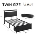 thumbnail image 3 of Bolvdo Twin Bed Frame with Storage Headboard, Drawers, LED Light & Charging Station, Noise-Free, Easy Assembly, Classic Black, 3 of 7