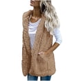 thumbnail image 2 of Patlollav Womens Casual Tops Solid Vests Outerwear,Warm Fleece Comfy Hoodie Jacket Coat With Pockets, 2 of 7