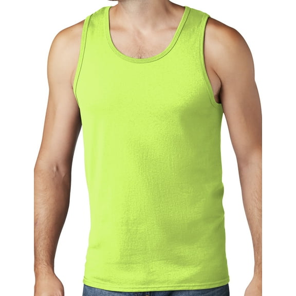 Men's Core Value Mid-weight Tanktop, XL Neon Yellow