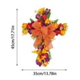 thumbnail image 2 of Easter Cross Wreath, 17.7in Easter Wreath with Cross Bow Easter Cross Lily Wreath, for Front Door Indoor Outdoor Religious Decor Easter Decorations(Orange, 17.7x13.8in), 2 of 8