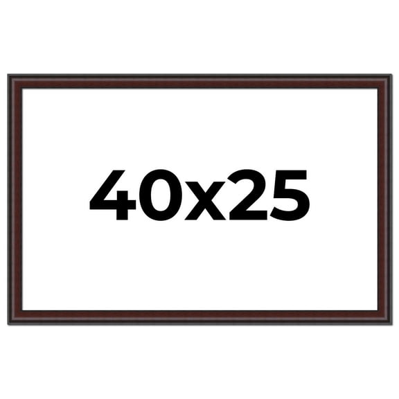 40x25 Frame Brown Round Mahogany Solid Wood Picture Frame | 1.625 Inch Moulding Width | with UV