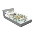 thumbnail image 2 of Ambesonne Cartoon Fitted Sheet & Pillow Sham Set, Pirate Ship Greek Myth, Twinxl, Tan Pale Green, 2 of 2