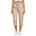 thumbnail image 2 of OIOLOYJM Capri Pants for Women with 6 Pockets Lightweight Quick Dry Gym Workout Hiking Summer Cargo Capris Drawstring Elastic Casual Travel 3/4 Pants Khaki 3XL, 2 of 6