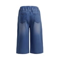 thumbnail image 4 of Eltusu Boys Denim Shorts, Casual Elastic Waist Straight Legs Below the Knee Capris Shorts Blue Size 8 T, 4 of 7