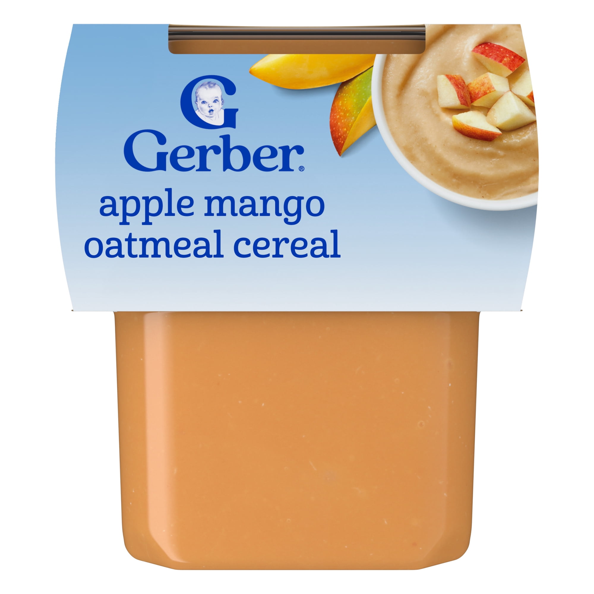 Gerber 2nd Foods Baby Food, Apple Mango Oatmeal Puree Tubs, 6+ Months (Sitter), 2 x 4 oz