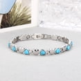 thumbnail image 1 of HLONK Stainless Steel Magnetic Unisex Fashion Accessory 1pc Adjustable Link Bracelet with Heart & Turquoise Accents - Tool Included, 1 of 6