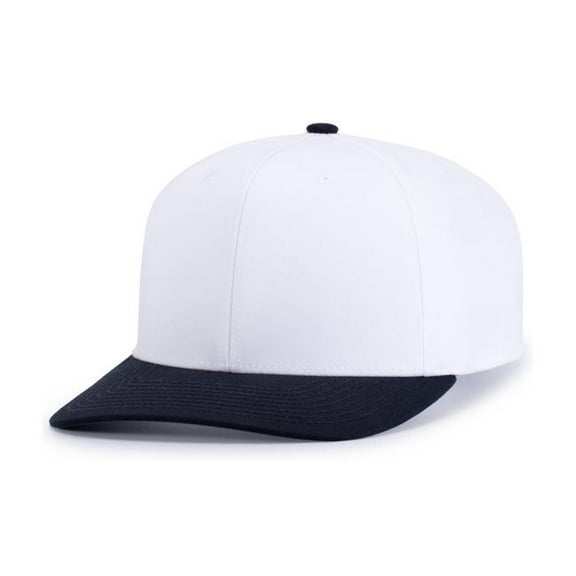 Pacific Headwear P322.221.ADT Poly & Cotton Snapback Cap, White & Navy - Adult