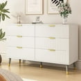 thumbnail image 7 of ​​White Dresser for Bedroom, Fluted 6 Drawer Dresser with Gold Metal Handles, Modern Chest of Drawers for Bedroom, Wood Drawer Bedroom Dresser for Living Room, Bedroom, White, 7 of 7
