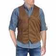 thumbnail image 2 of LODIENY Mens 5 Button Faux Suede Vest with Pockets Retro Regular Fit Casual Waistcoat for Prom Husband Gift Daily Wear Coffee XL, 2 of 5