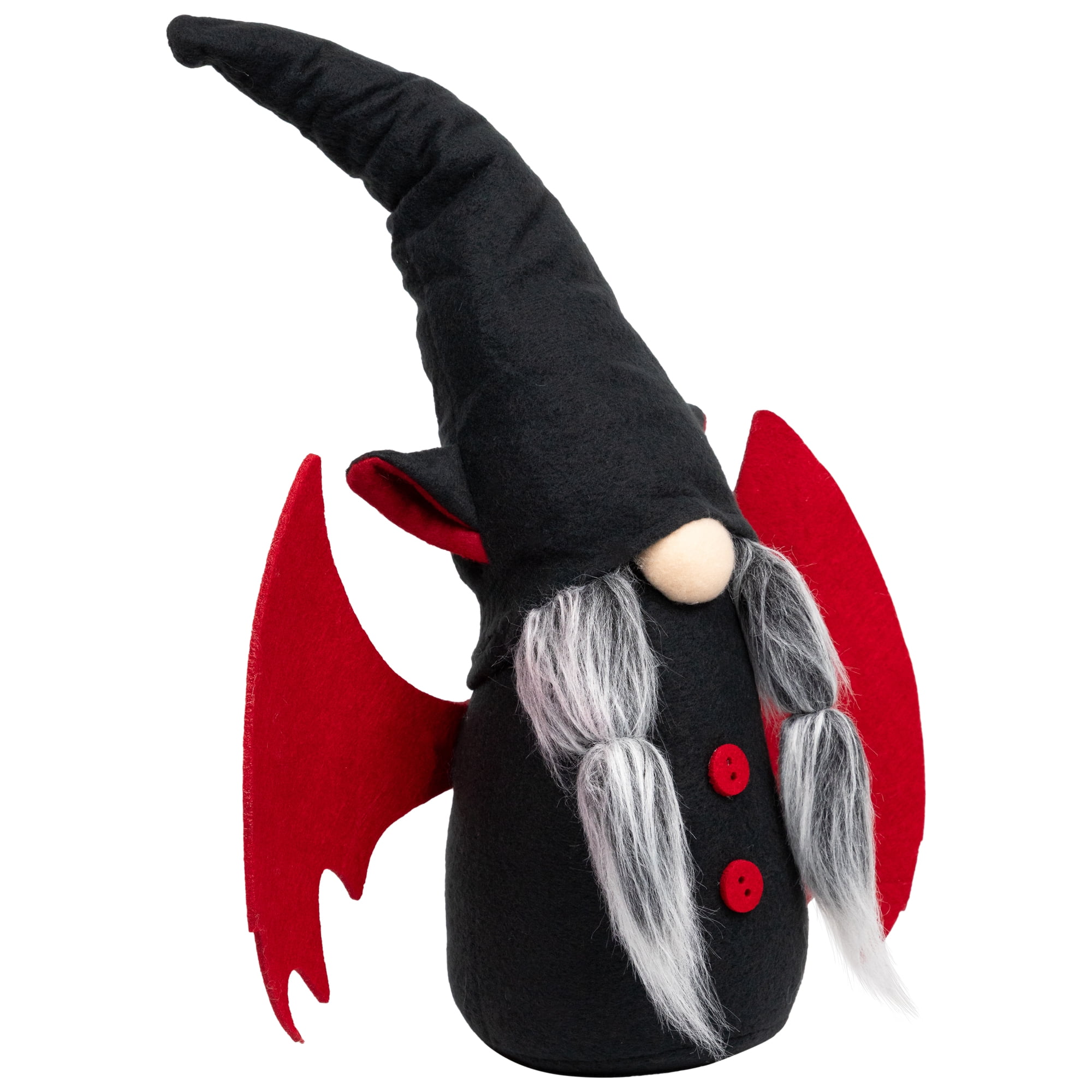 18" Black and Red Halloween Gnome with Bat Wings - Female