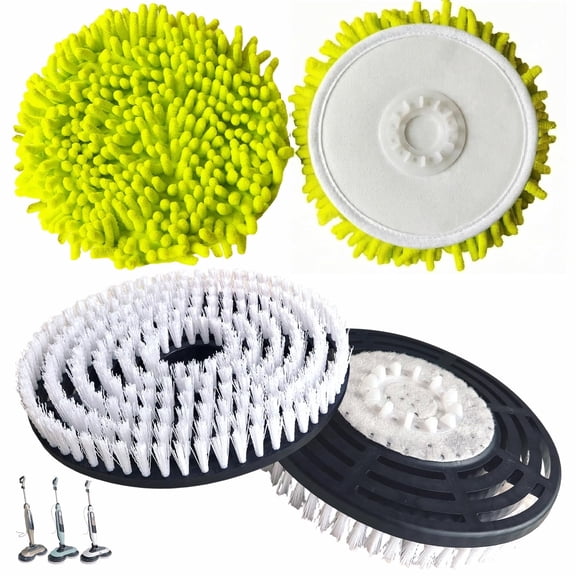 Steam Mop Replacement Brush Pads for Shark Steam and Scrub Mop S8201 S8001 S7201 S7000 Series 2 Brush Heads  2 Microfiber Absorbent Pads