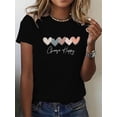 thumbnail image 1 of Soft and Comfortable Women's Casual Sport T-Shirt, Round Neck, Heart And Happy Print, Short Sleeve Tee For Adult, Men, Women, Teen, Teenager, Adolescent, Youth, 1 of 4