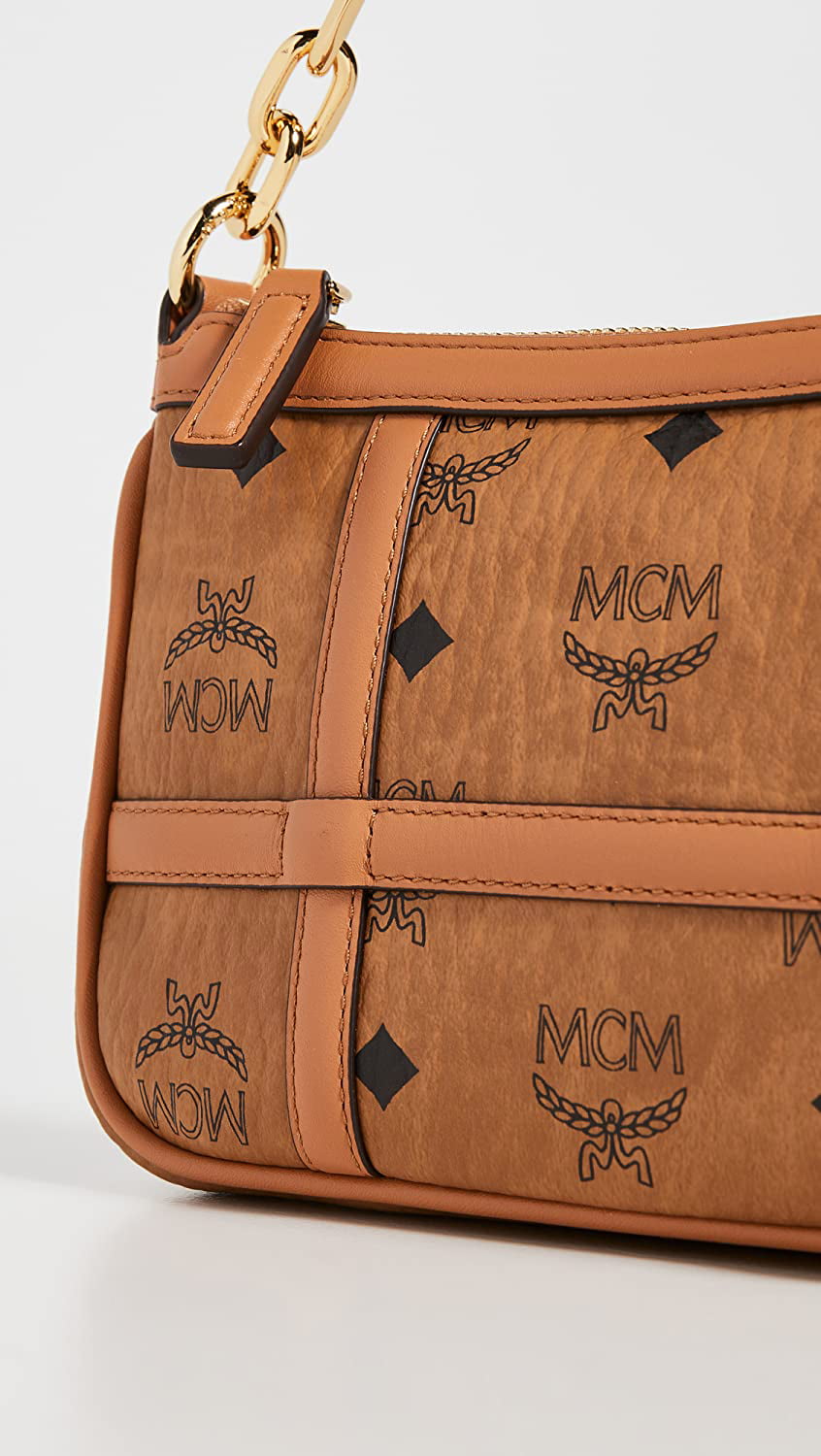 Mcm Delmy Visetos Monogram Canvas Leather Shoulder Bag