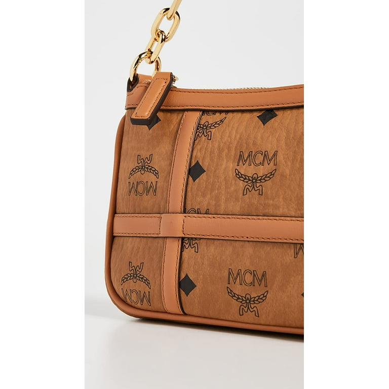 MCM Cognac Visetos Canvas Monogram Mini Kelly Style Bag