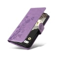 thumbnail image 6 of Compatible with Google Pixel 7 Pro Wallet Case with Card Holder & Cash Slot [RFID Blocking],Wallet Wristlet Pressed Butterfly Flower PU Leather Magnetic Flip Folio Cover for Women Men,Purple, 6 of 11