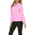 thumbnail image 3 of Mofiz Womens Long Sleeve Golf Polo Shirts Lightweight Quick Dry Moisture Wicking Athletic Tennis Sports Tops 3-Button Pink XL, 3 of 8