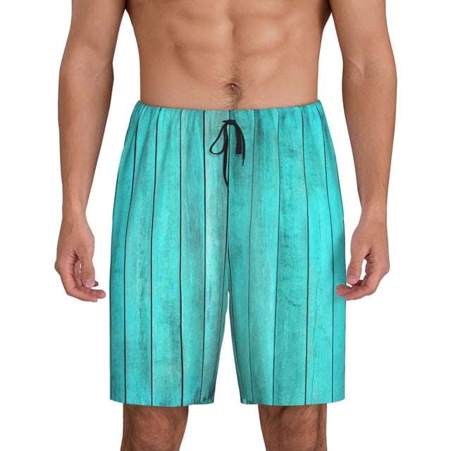 Fotbe Turquoise Wooden2 Pantalones Cortos de Pijama para Hombre, Ropa de Dormir, Pantalones de Pijama Cortos para Hombre-XX-Large