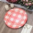thumbnail image 5 of Efavormart 10 Pack | 13" Red / White Buffalo Plaid Disposable Serving Trays, Round Checkered Sunray Cardboard Charger Plates - 350 GSM, 5 of 10