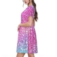 thumbnail image 2 of Lsque Fun Rainbow Print Women's Casual Dress T-Shirt Summer Short Sleeve Scoop Neck Swing Dresses, 2 of 6