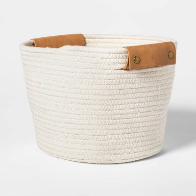 11" Decorative Coiled Rope Basket Cream - Brightroom™