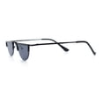 thumbnail image 7 of Funky Cropped Half Circle Flat Top Half Metal Rim Hippie Sunglasses All Black, 7 of 7