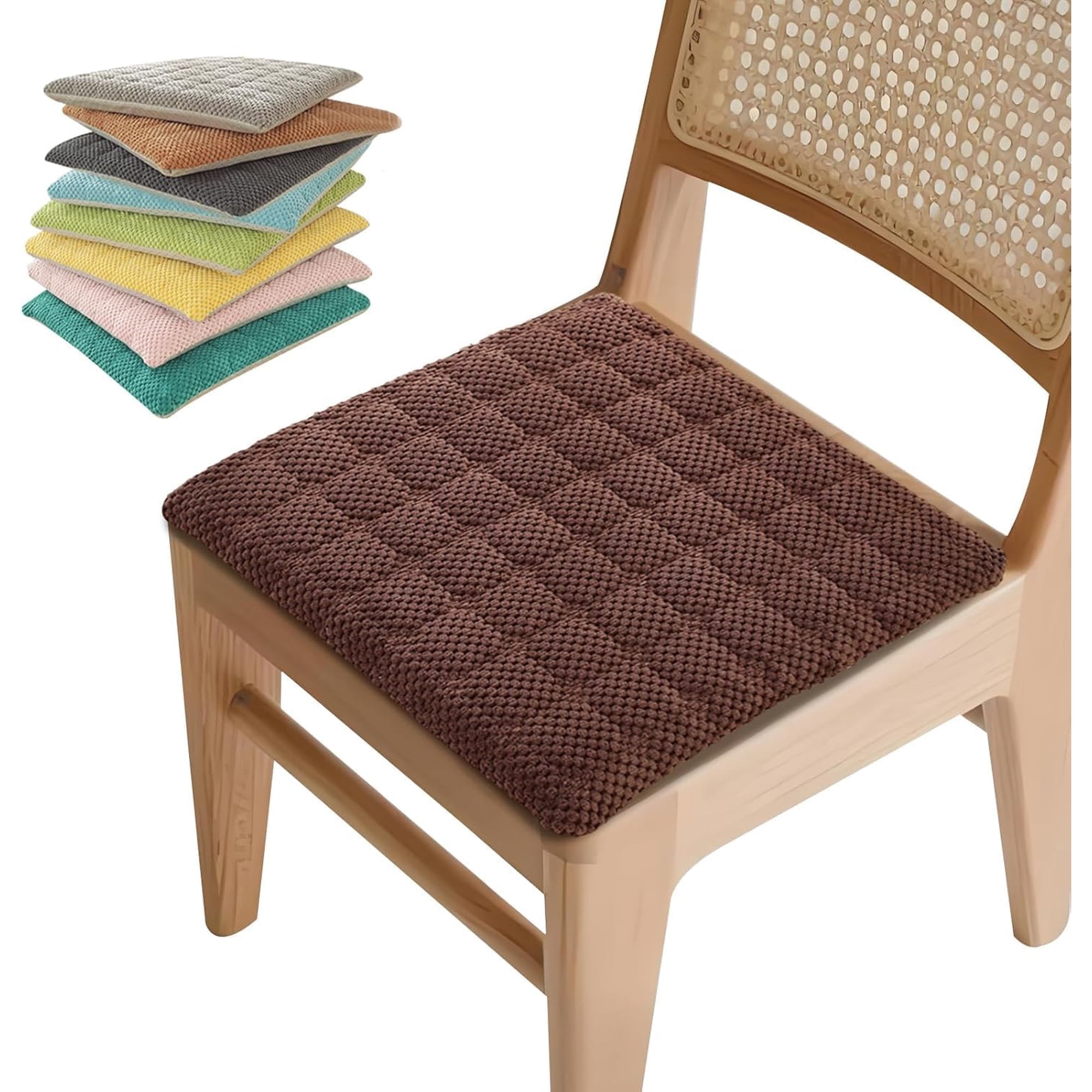 Memory Foam Square Seat Cushion 12x12/15x15/17x17/19x19in for Kitchen Dining Office Chairs or Car Non Slip Square Chair Cushion Chairs Pads with Removable Cover(J2 12x12in)