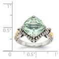 thumbnail image 2 of Sterling Silver With 14k Yellow Green Amethyst Cushion Ring - 4.00 cwt - Size 7, 2 of 2