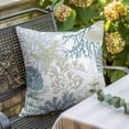 thumbnail image 2 of Blue Coral Coastal Pillow Covers 18x18 Inch, Summer Beach Ocean Starfish Conch Linen Pillowcase with Invisible Zipper, Decorative Throw Pillow Covers Cushion Case for Couch Sofa Bed Living Room, 2 of 9