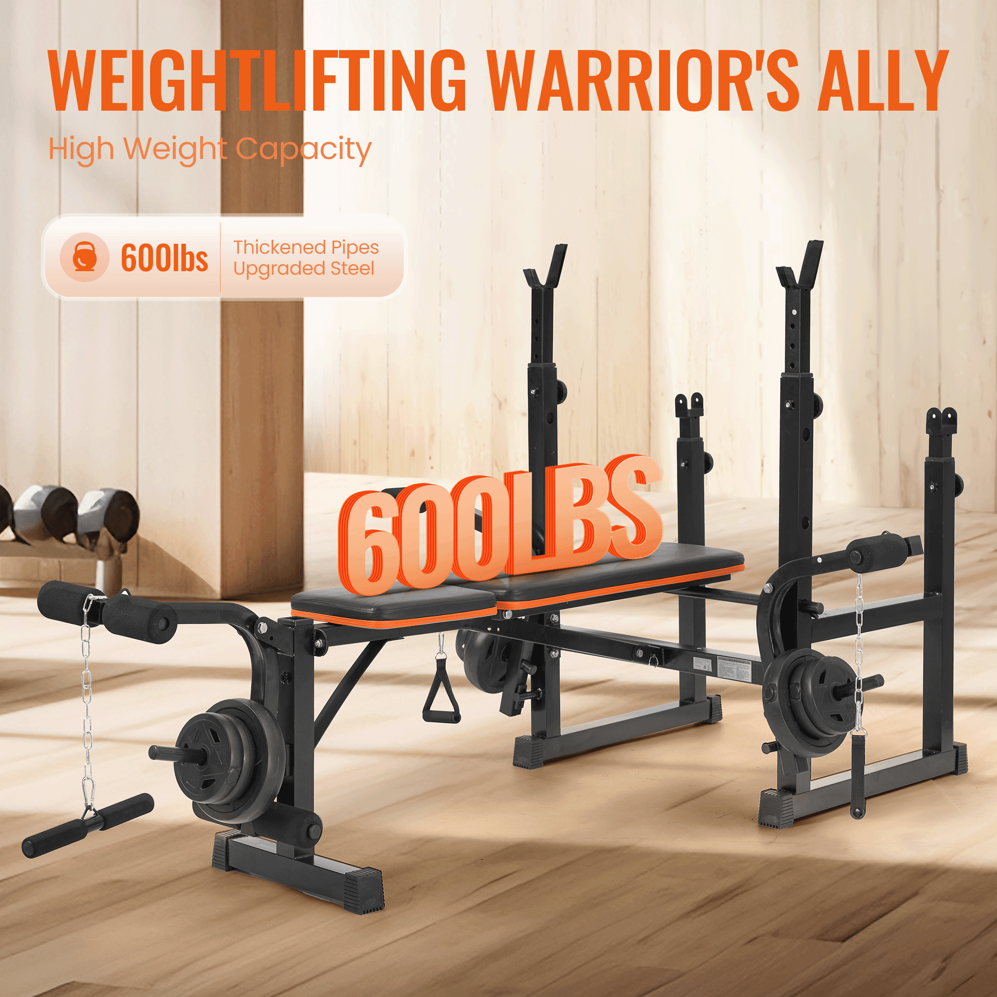 Naipo 7-in-1 Weight Bench 600lbs Adjustable Workout Bench Set