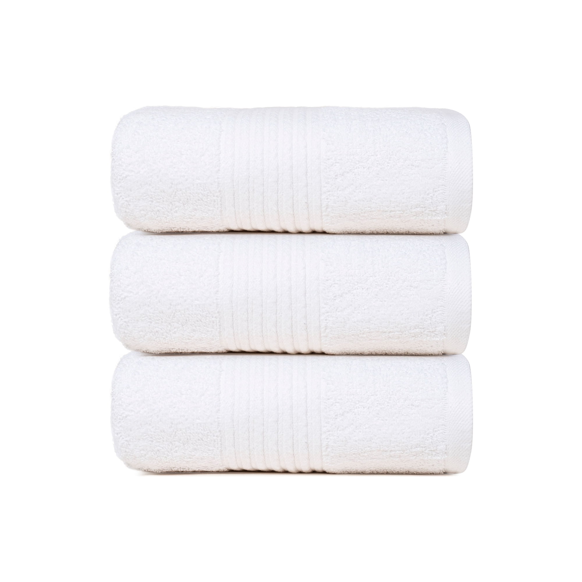 Dewalls Maisons 3-Pack Large Bath Towels, 100% Cotton 27x54 Inches, Quick Drying, Super Absorbent, Perfect for Daily Use, Bathroom & Hotel - White Color
