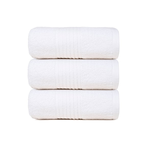 Dewalls Maisons 3-Pack Large Bath Towels, 100% Cotton 27x54 Inches, Quick Drying, Super Absorbent, Perfect for Daily Use, Bathroom & Hotel - White Color