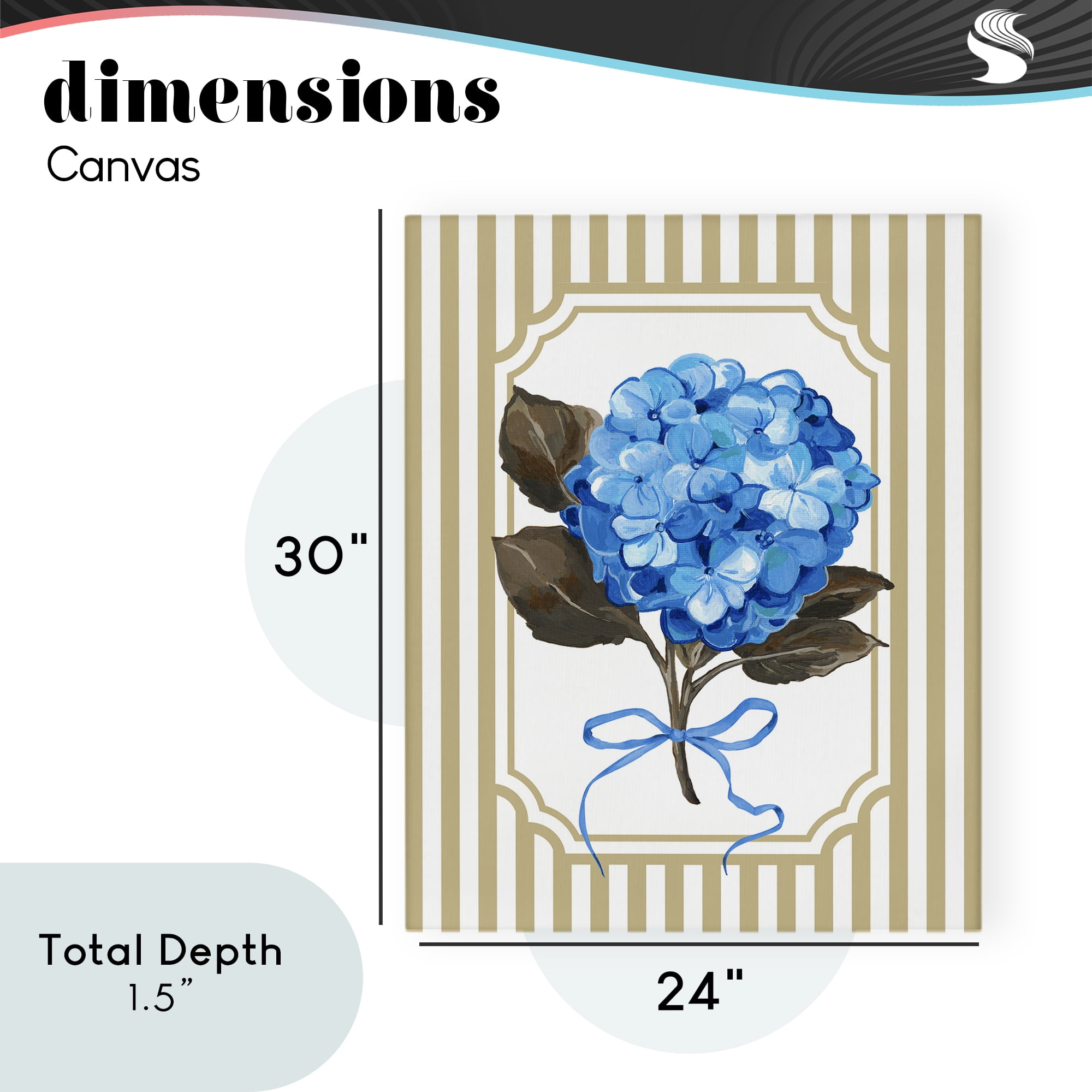Hydrangea Bundle with Bow Canvas Wall Art, design by Adonna Ebrahimi