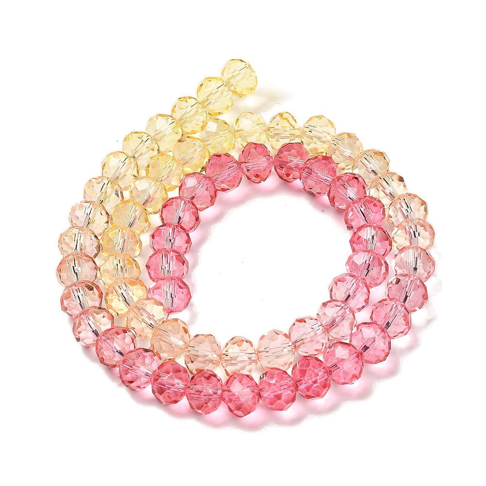 Transparent Painted Glass Beads Strands Faceted Rondelle Red 6x5mm Hole: 1mm about 80pcs/strand 16.54''(42cm)