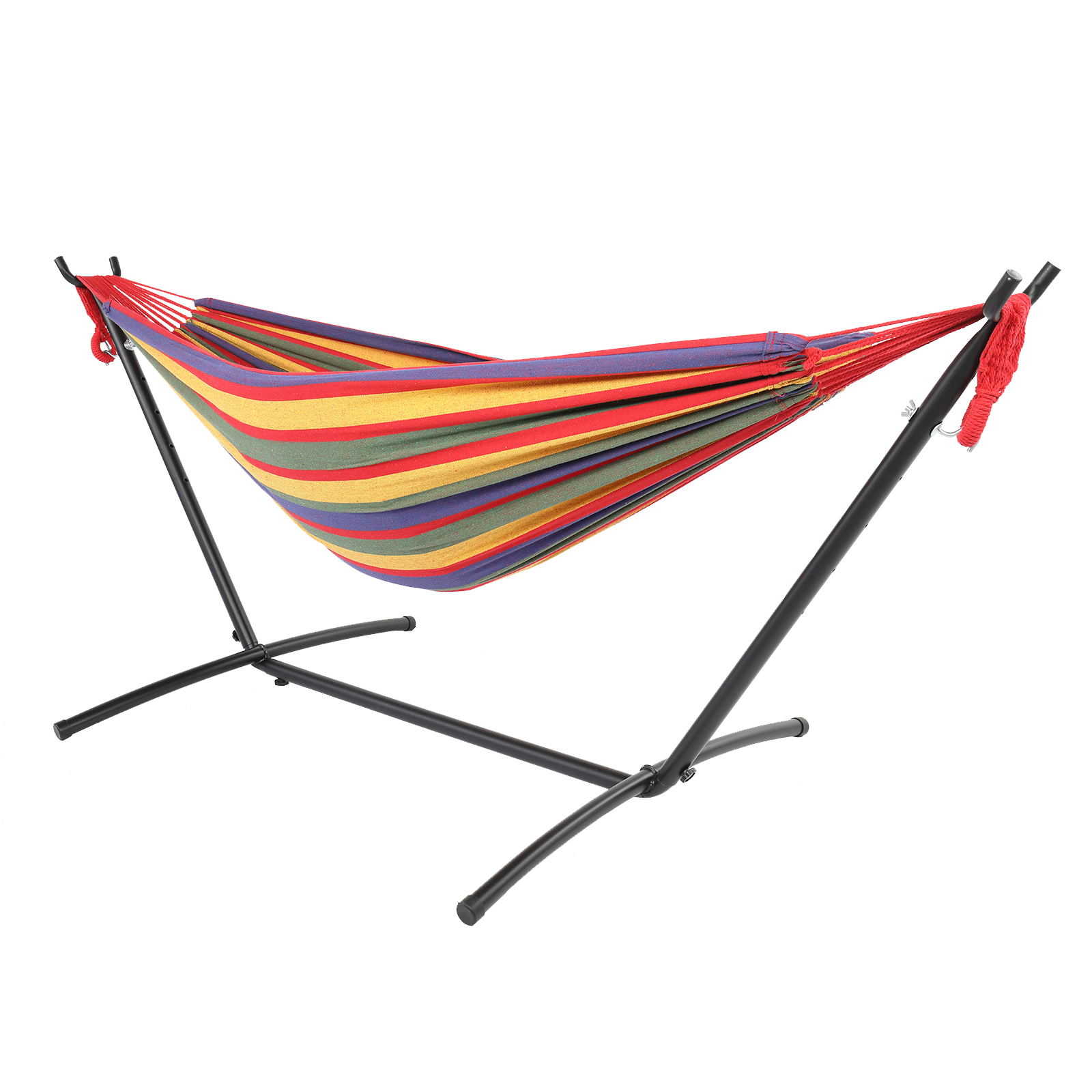 9ft Black Steel Pipe Hammock Frame with 200*150cm Polyester Cotton