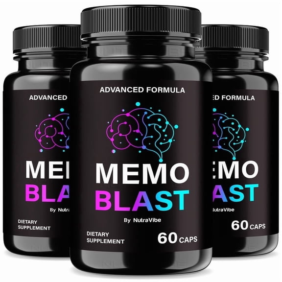 (3 Pack) Memo Blast Pills – Daily Formula with a Natural Blend to Help Maintain Focus, Memory & Concentration | Clean, Gentle, Easy-to-Swallow Capsules for Everyday Sharpness (180 Capsules)