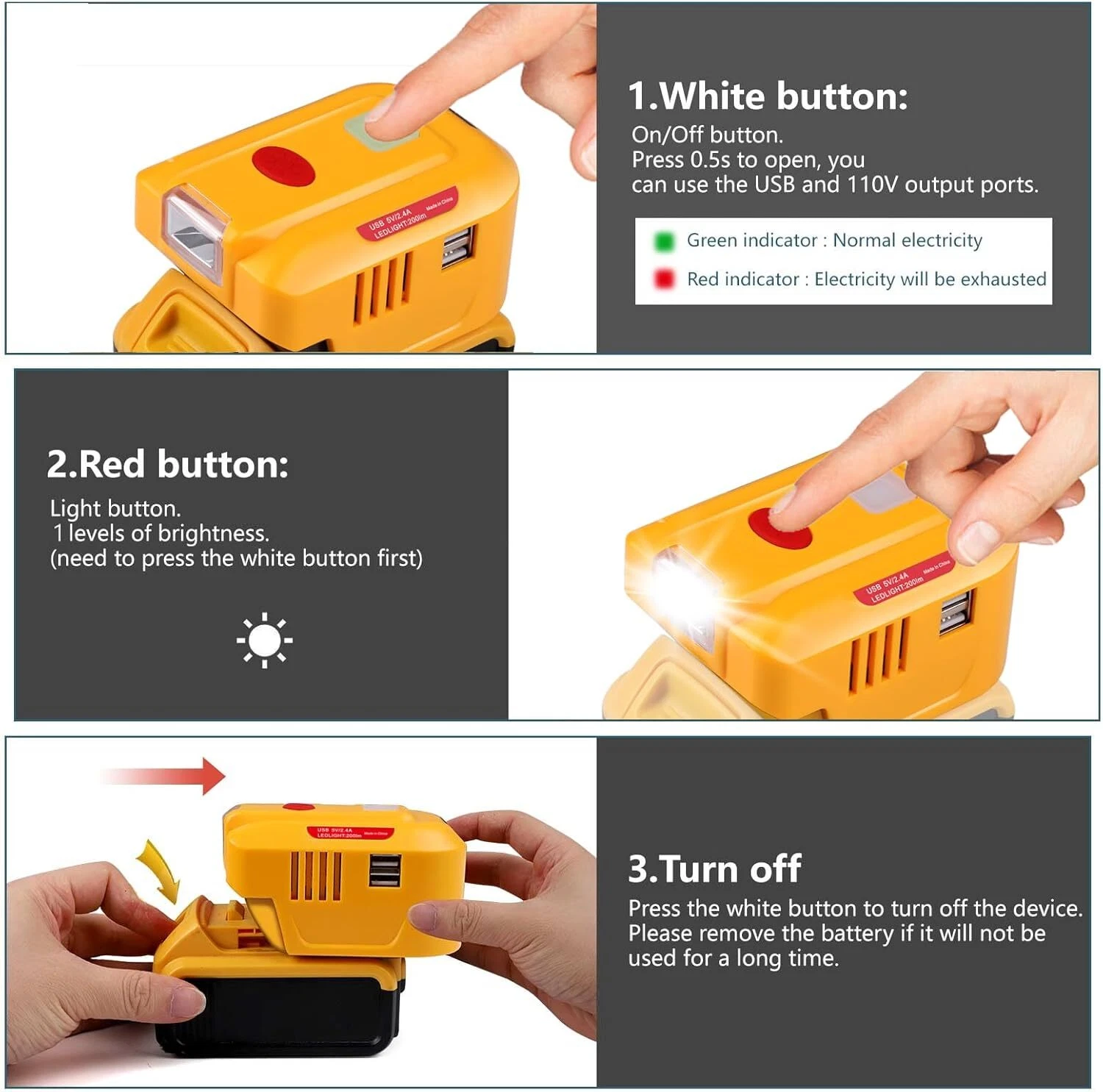 Power Inverter Generator for Dewalt Battery DC 20V to AC 110V 220V Power Station