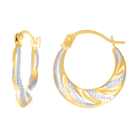 14k Two-tone Gold Womens Twisted Fashion Hoop Earrings 14.5x13.7mm Wide Hoop Earring for Women