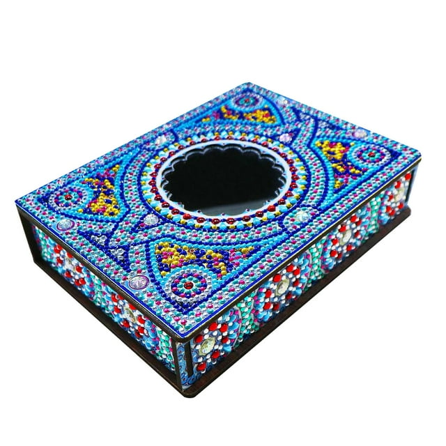 Caja de madera con mosaico de para manualidades, joyero con pintura de para cumpleaños EstiloD Zulema Caso de pintura de diamante